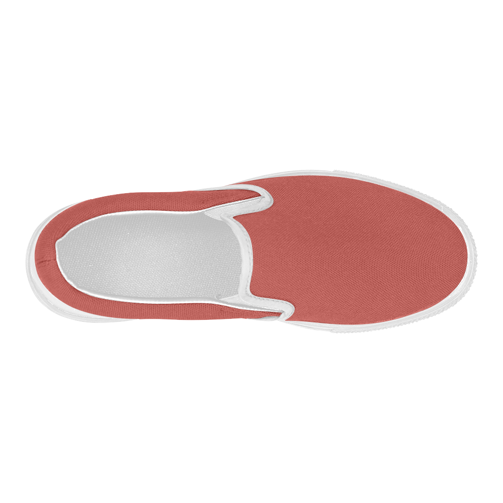 Aurora Red Color Accent Women's Slip-on Canvas Shoes (Model 019)