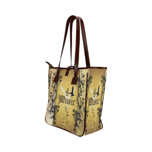 Music, clef with flowers Classic Tote Bag (Model 1644)