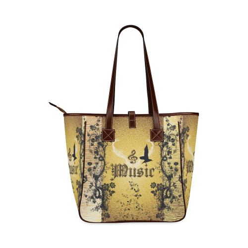Music, clef with flowers Classic Tote Bag (Model 1644)