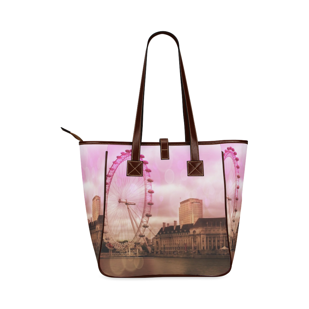 Travel-London, pink Classic Tote Bag (Model 1644)