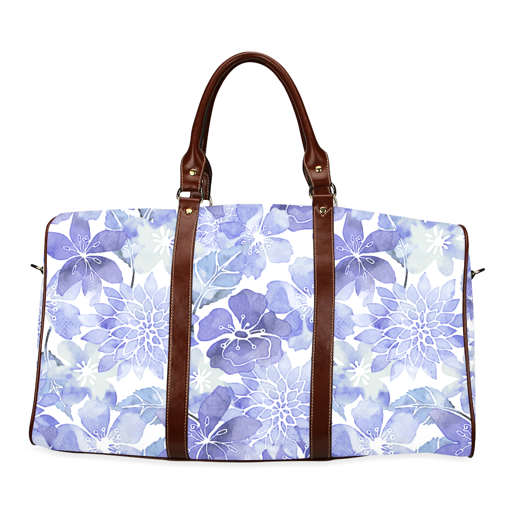 Watercolor Flower Pattern Waterproof Travel Bag/Small (Model 1639)