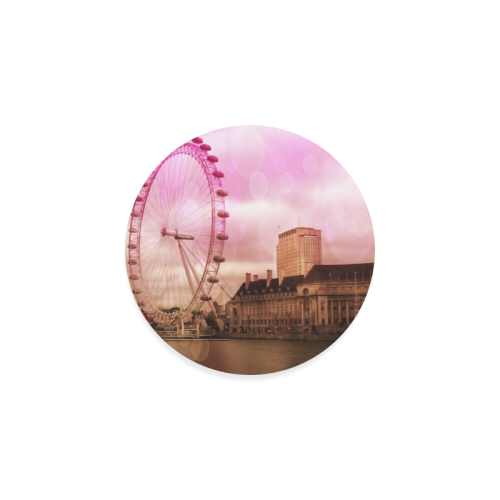 Travel-London, pink Round Coaster
