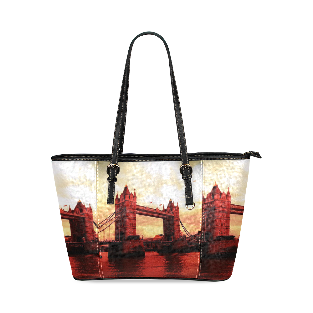 Travel-London Tower Bridge Leather Tote Bag/Small (Model 1640)