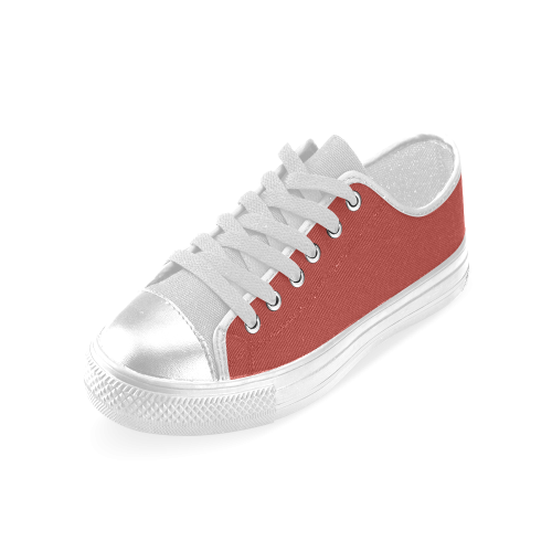 Aurora Red Color Accent Women's Classic Canvas Shoes (Model 018)