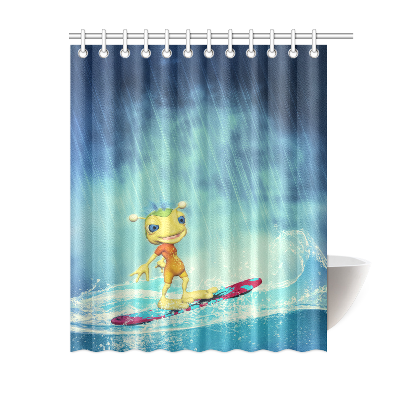 Surfing Alien Shower Curtain 60"x72"