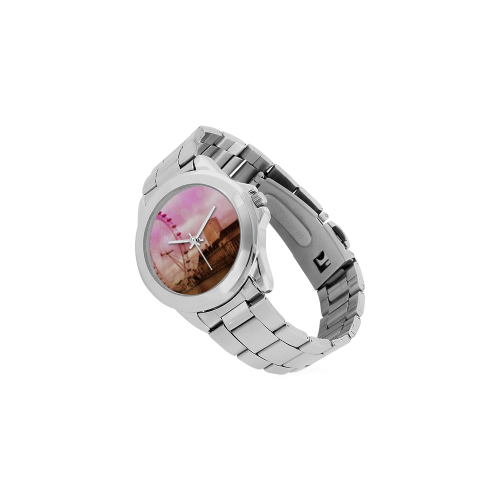 Travel-London, pink Unisex Stainless Steel Watch(Model 103)