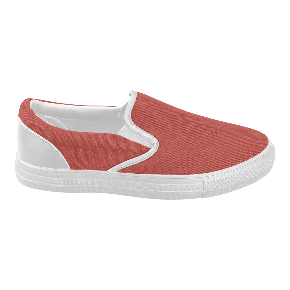 Aurora Red Color Accent Women's Slip-on Canvas Shoes (Model 019)