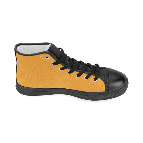 Radiant Yellow Color Accent Women's Classic High Top Canvas Shoes (Model 017)