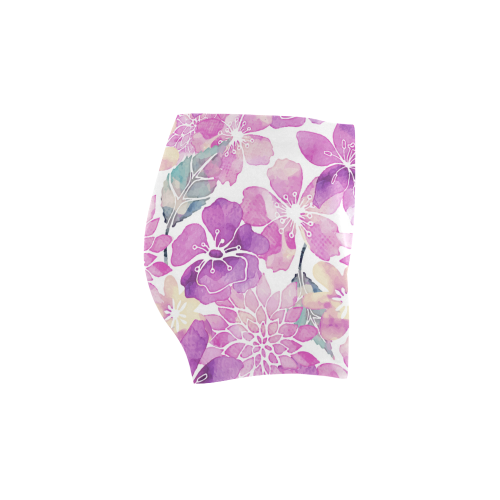 Watercolor Flower Pattern Briseis Skinny Shorts (Model L04)