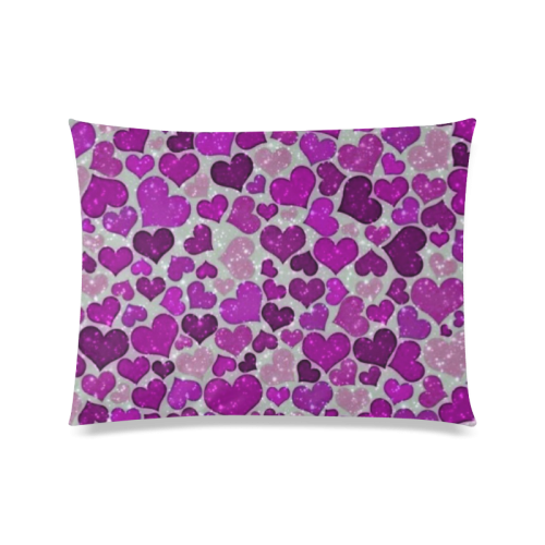 sparkling hearts purple Custom Zippered Pillow Case 20"x26"(Twin Sides)