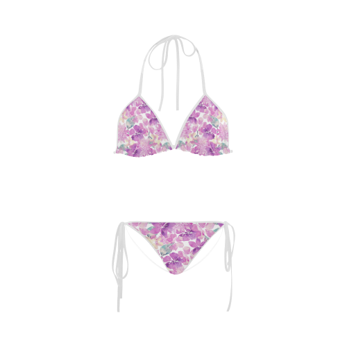 Watercolor Flower Pattern Custom Bikini Swimsuit