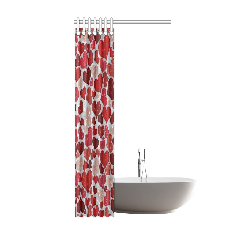 sparkling hearts, red Shower Curtain 36"x72"