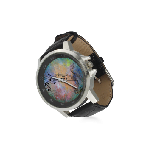 abstract music Unisex Stainless Steel Leather Strap Watch(Model 202)