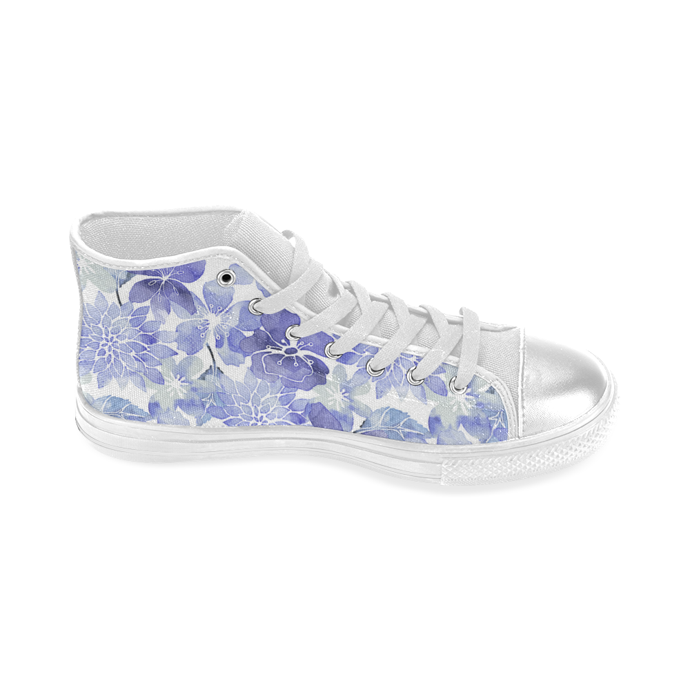 Watercolor Flower Pattern Women's Classic High Top Canvas Shoes (Model 017)