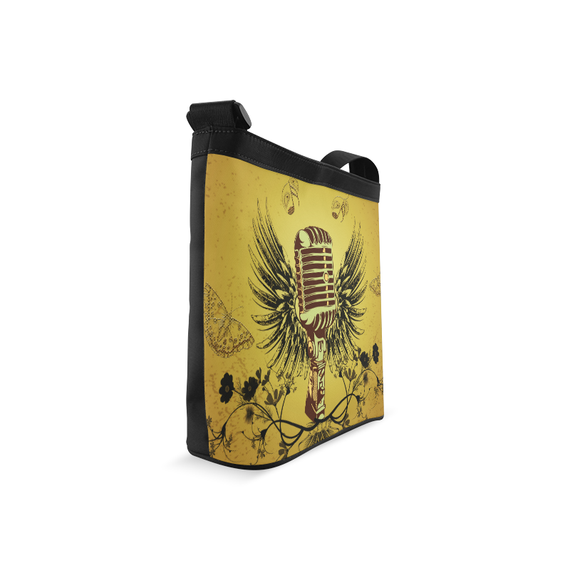 Music, microphone with wings Crossbody Bags (Model 1613)