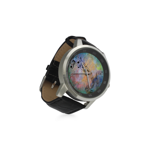 abstract music Unisex Stainless Steel Leather Strap Watch(Model 202)