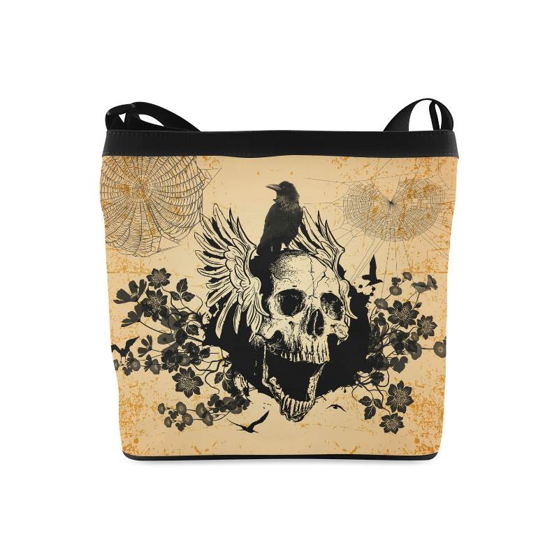 Awesome skull with crow Crossbody Bags (Model 1613)