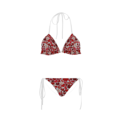 sparkling hearts, red Custom Bikini Swimsuit