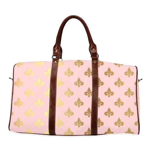 Gold foil pattern on pink Travel Bag Waterproof Travel Bag/Small (Model 1639)