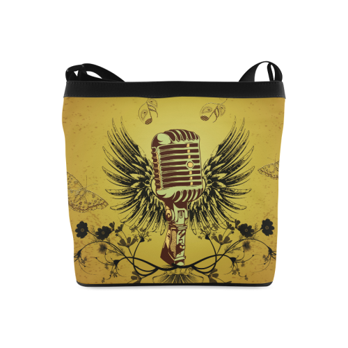 Music, microphone with wings Crossbody Bags (Model 1613)