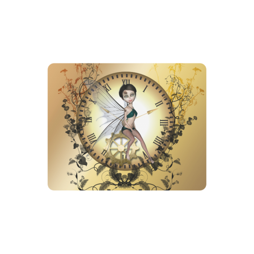 Steampunk, cute fairy on a clock Rectangle Mousepad