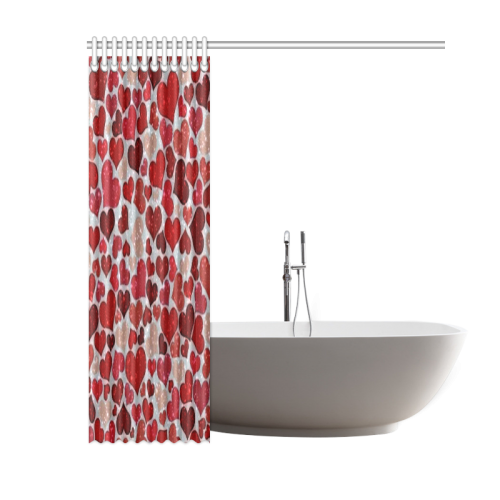 sparkling hearts, red Shower Curtain 60"x72"