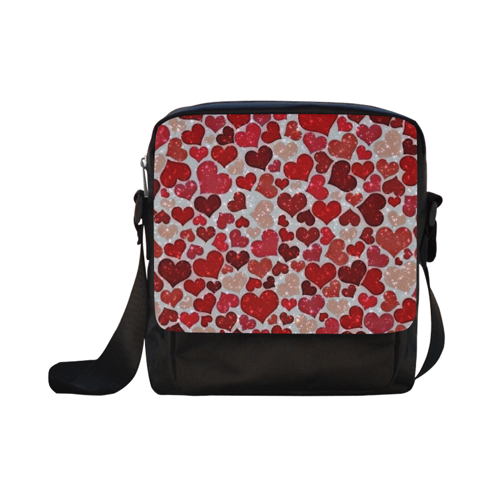 sparkling hearts, red Crossbody Nylon Bags (Model 1633)