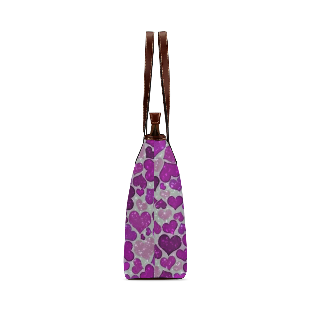 sparkling hearts purple Shoulder Tote Bag (Model 1646)