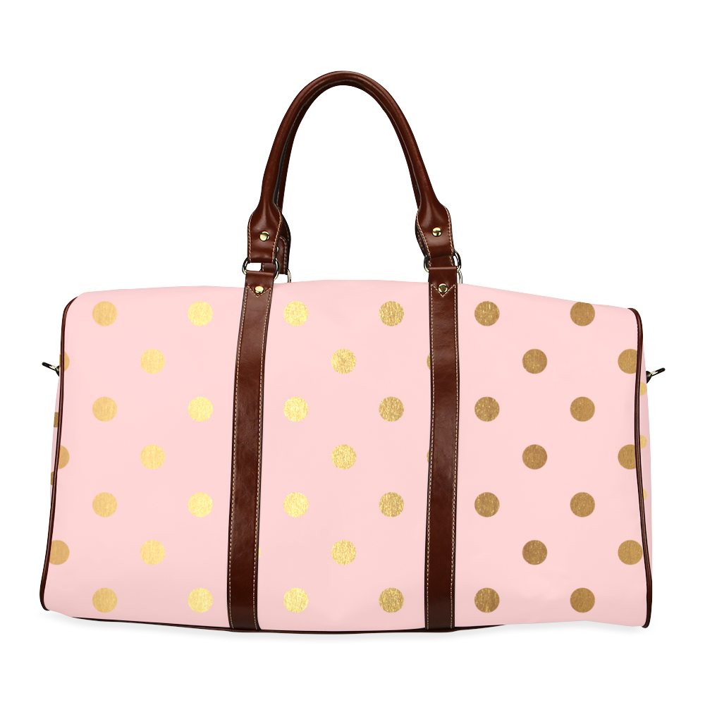 Gold foil polka dots on pink  Travel Bag Waterproof Travel Bag/Small (Model 1639)