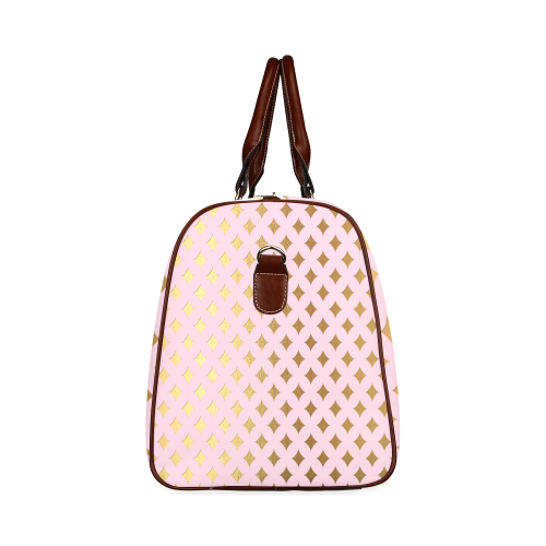 Gold foil pattern on pink Waterproof Travel Bag/Small (Model 1639)
