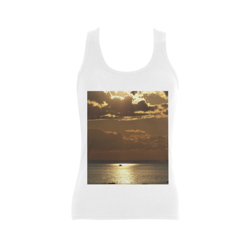 Awesome Sea Scene Women's Shoulder-Free Tank Top (Model T35)