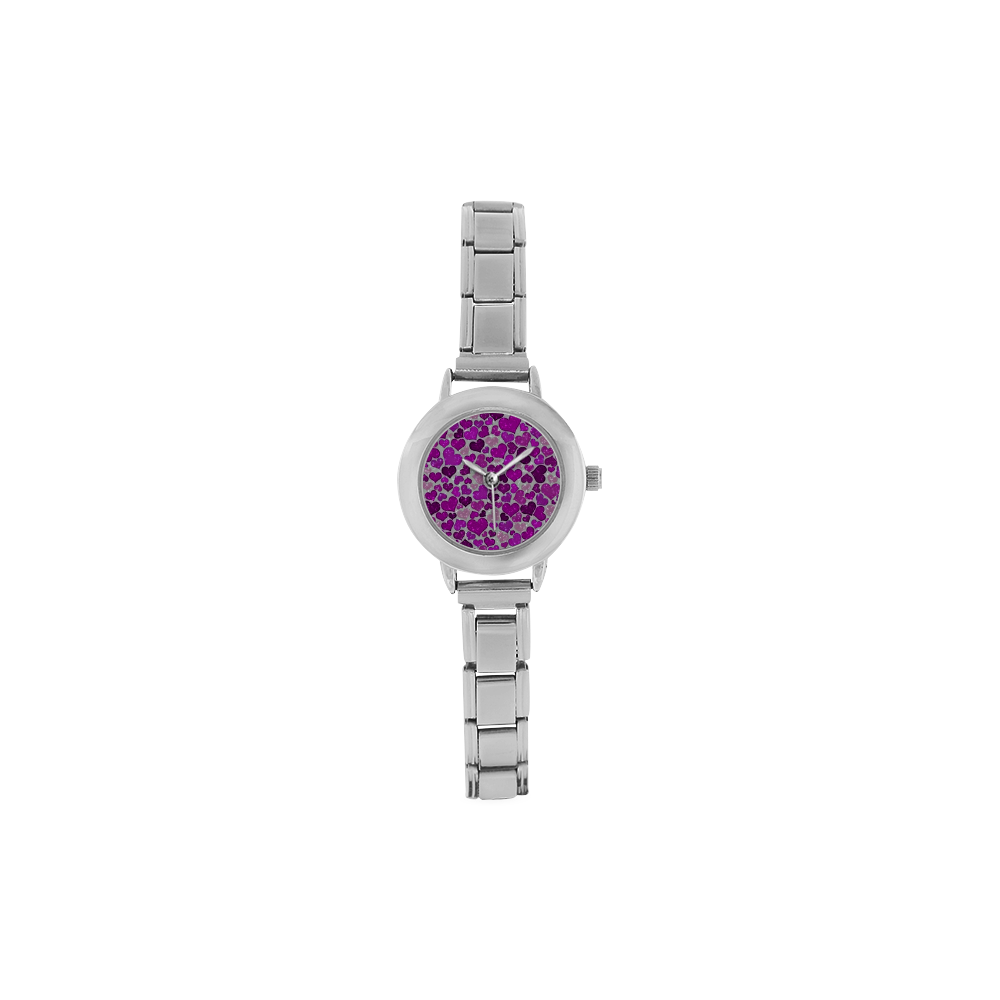 sparkling hearts purple Women's Italian Charm Watch(Model 107)