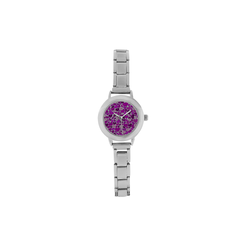 sparkling hearts purple Women's Italian Charm Watch(Model 107)