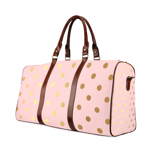 Gold foil polka dots on pink  Travel Bag Waterproof Travel Bag/Small (Model 1639)