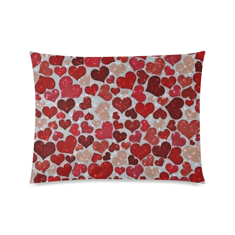 sparkling hearts, red Custom Zippered Pillow Case 20"x26"(Twin Sides)