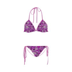 sparkling hearts purple Custom Bikini Swimsuit