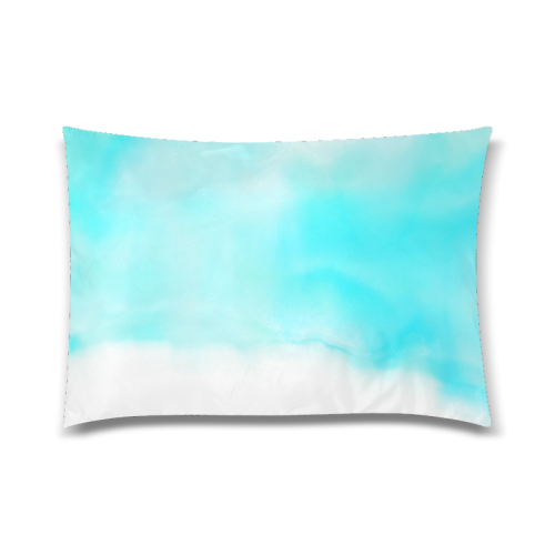 blue - turquoise bright watercolor abstract Custom Zippered Pillow Case 20"x30"(Twin Sides)
