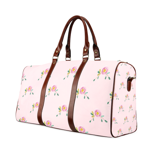 Pink textile flowers on light pink backround Waterproof Travel Bag/Small (Model 1639)