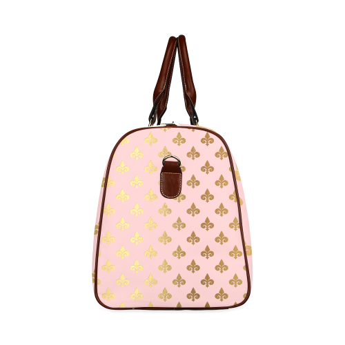 Gold foil pattern on pink Travel Bag Waterproof Travel Bag/Small (Model 1639)