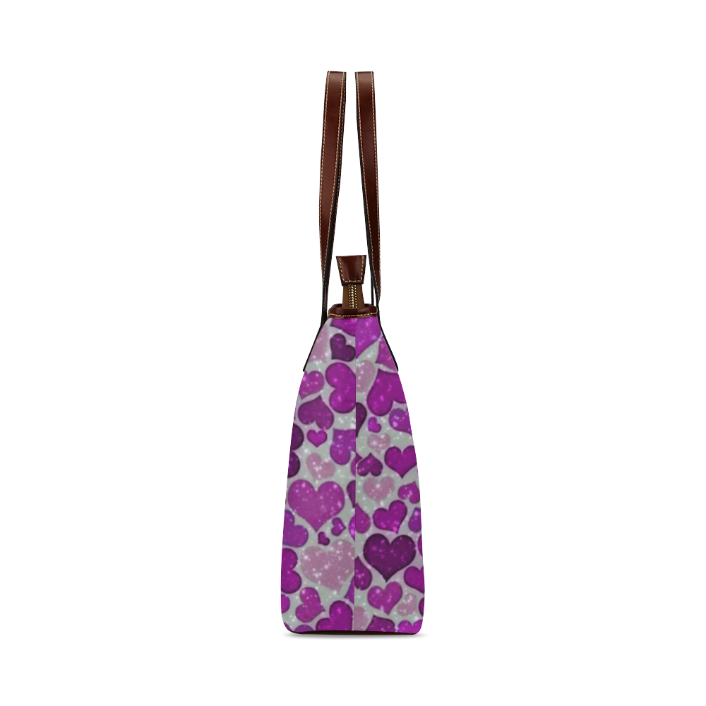 sparkling hearts purple Shoulder Tote Bag (Model 1646)