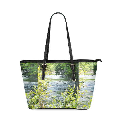 River Runs Through It Leather Tote Bag/Small (Model 1640)