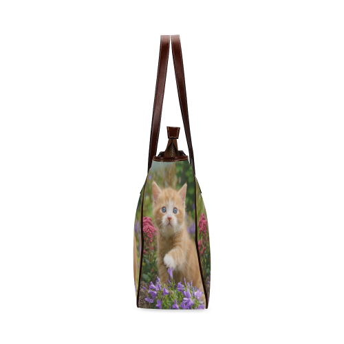 Cute Ginger Cat Kitten Funny Pet Animal in a Garden Photo Classic Tote Bag (Model 1644)