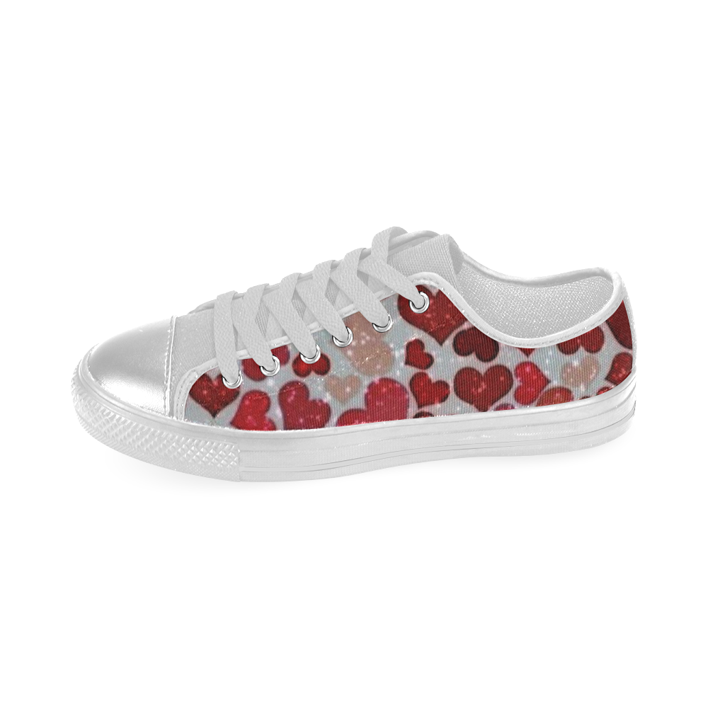 sparkling hearts, red Women's Classic Canvas Shoes (Model 018)