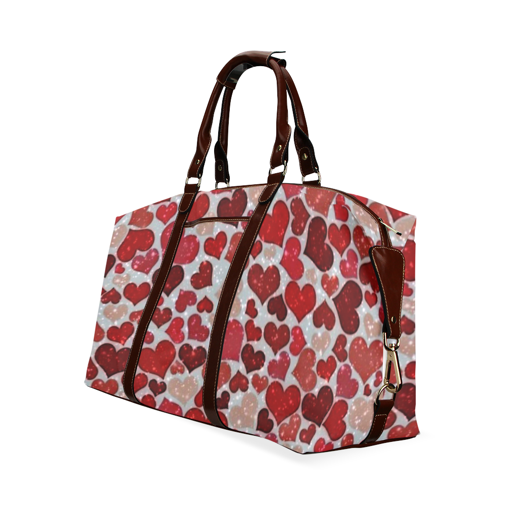 sparkling hearts, red Classic Travel Bag (Model 1643)