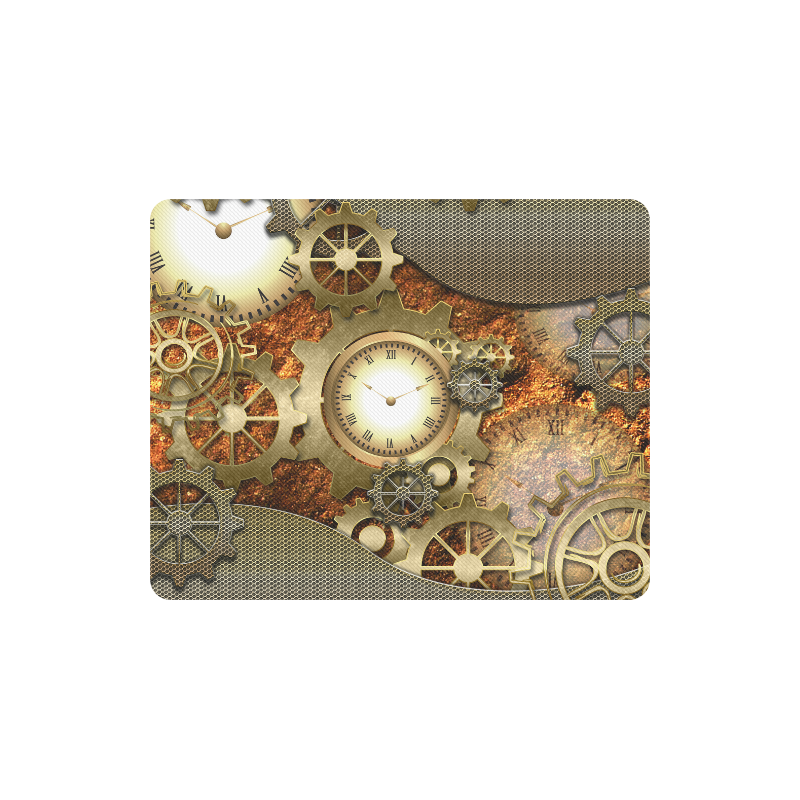 steampunk, golden design, clocks and gears Rectangle Mousepad