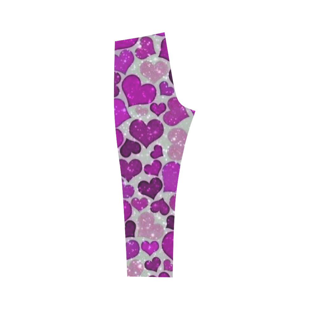 sparkling hearts purple Capri Legging (Model L02)