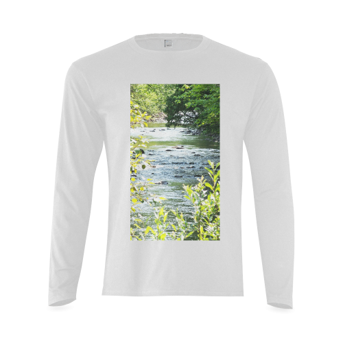 River Runs Through It Sunny Men's T-shirt (long-sleeve) (Model T08)