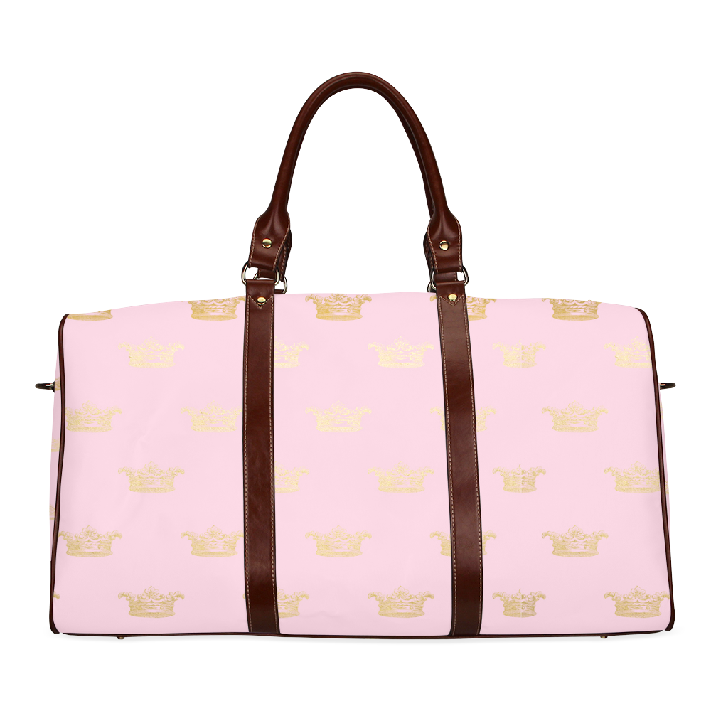 Gold foil crowns on pink backround Travel Bag Waterproof Travel Bag/Small (Model 1639)