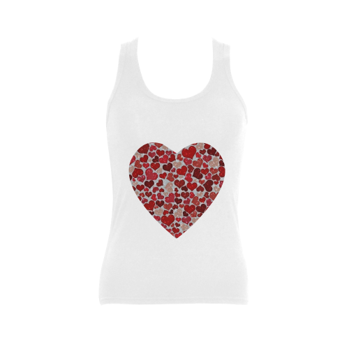 sparkling hearts, red Women's Shoulder-Free Tank Top (Model T35)