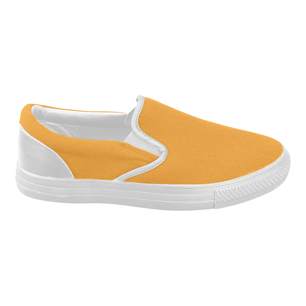 Radiant Yellow Color Accent Women's Slip-on Canvas Shoes (Model 019)